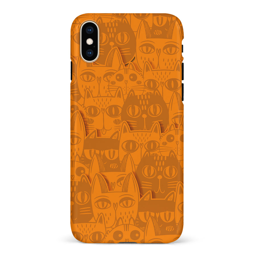 iPhone XS Max Abstract Cats Art Cat Phone Case - Orange