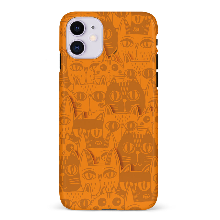 iPhone 11 Abstract Cats Art Cat Phone Case - Orange