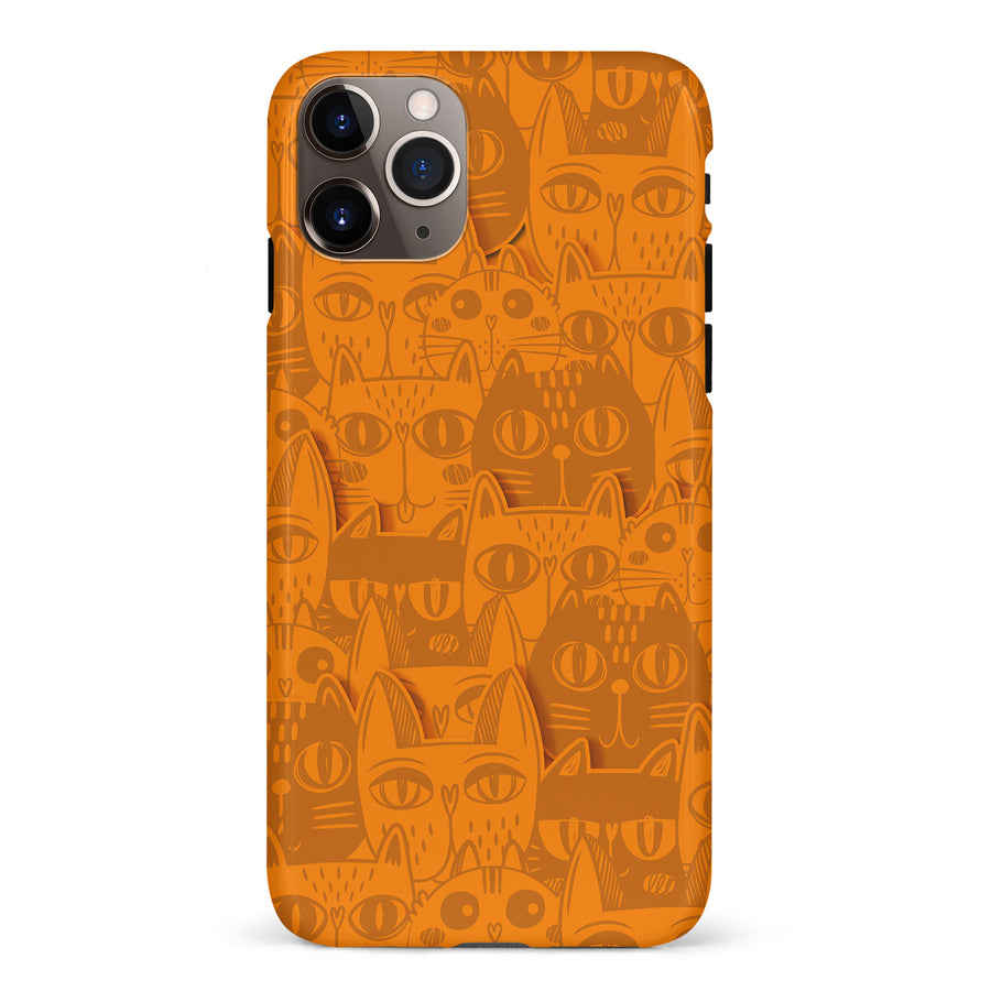 iPhone 11 Pro Max Abstract Cats Art Cat Phone Case - Orange