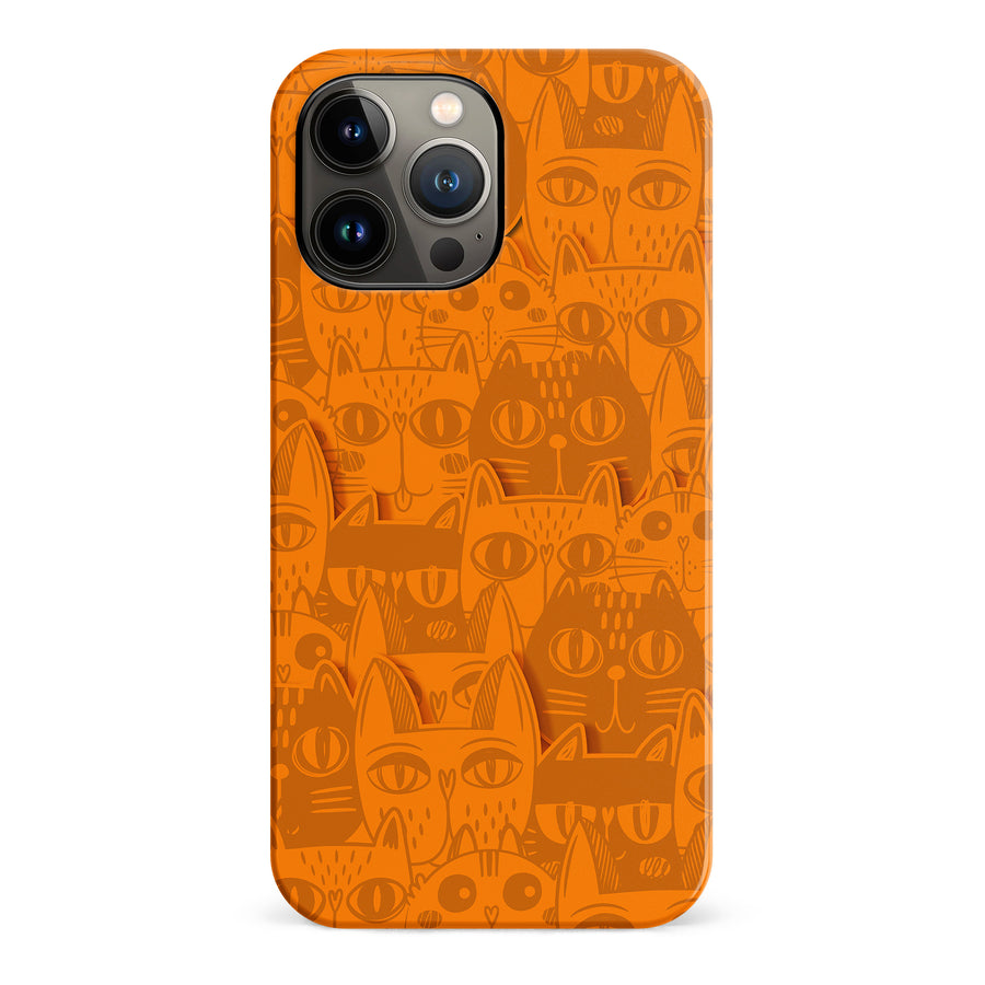 iPhone 13 Pro Max Abstract Cats Art Cat Phone Case - Orange