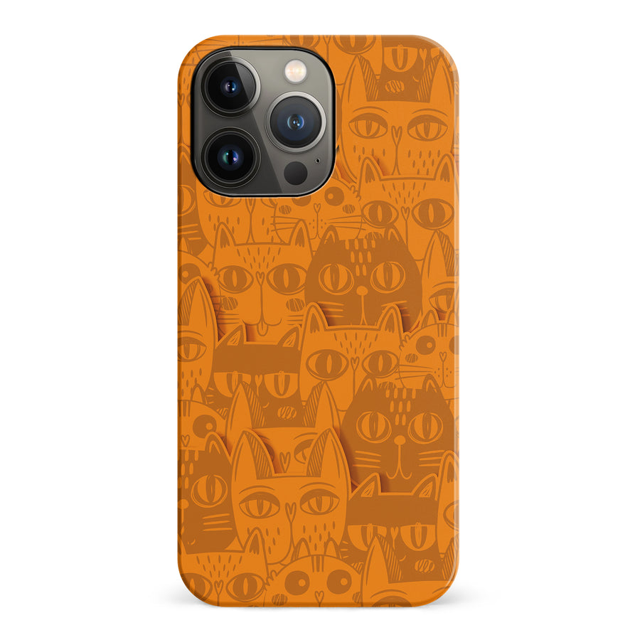 iPhone 14 Pro Abstract Cats Art Cat Phone Case - Orange