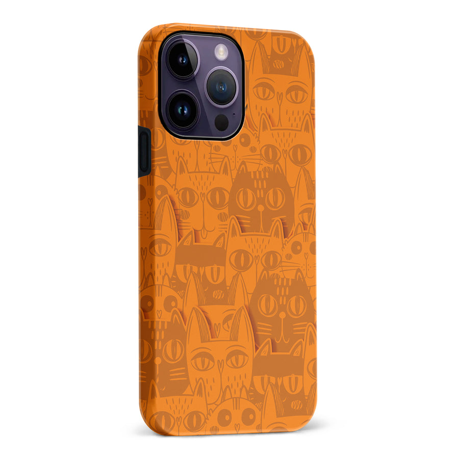 iPhone 14 Pro Max Abstract Cats Art Cat Phone Case - Orange