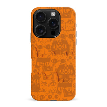 iPhone 16 Pro Max Abstract Cats Art Cat Phone Case - Orange