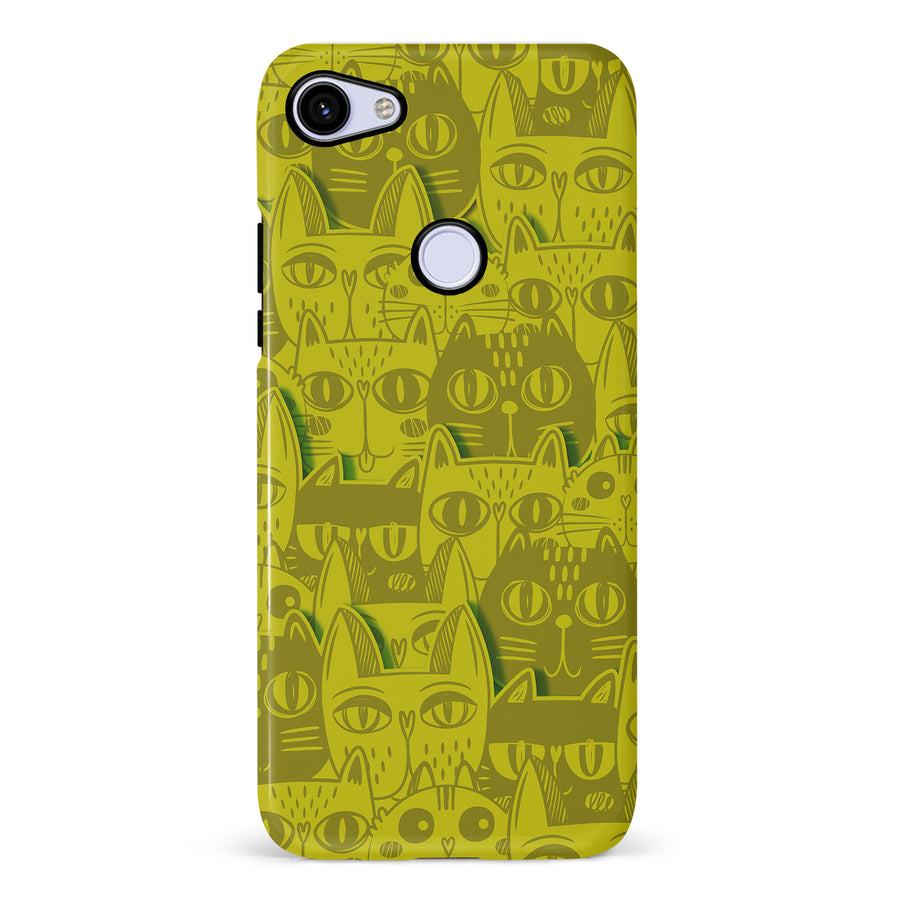 Abstract Cats Art Cat Phone Case - Yellow