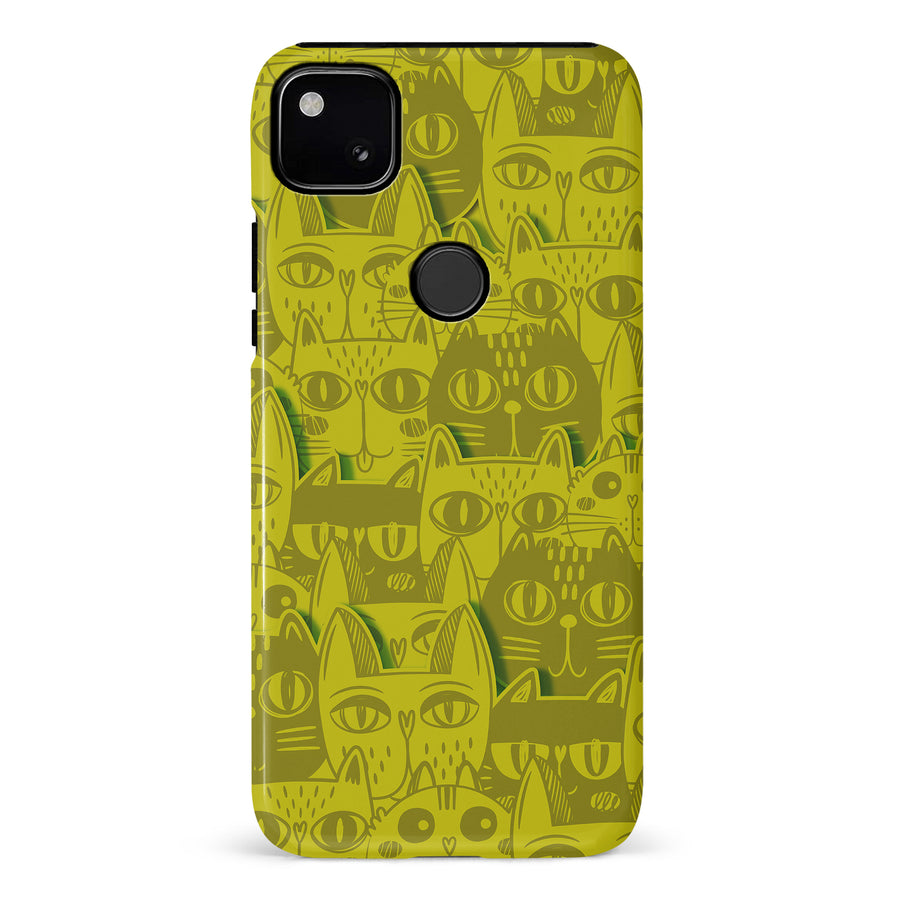 Abstract Cats Art Cat Phone Case - Yellow