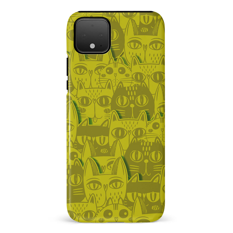 Google Pixel 4 XL Abstract Cats Art Cat Phone Case - Yellow