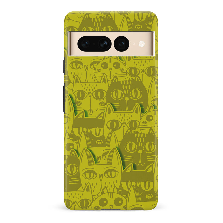 Abstract Cats Art Cat Phone Case - Yellow