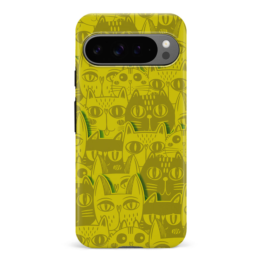 Abstract Cats Art Cat Phone Case - Yellow