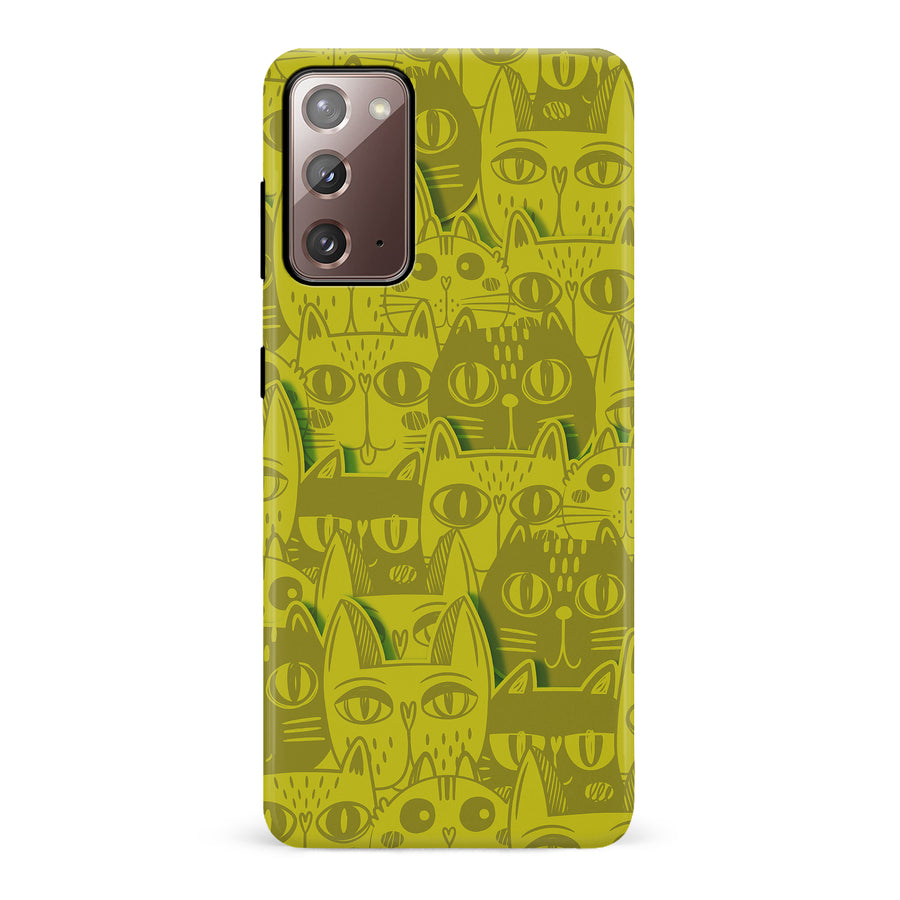 Samsung Galaxy Note 20 Abstract Cats Art Cat Phone Case - Yellow