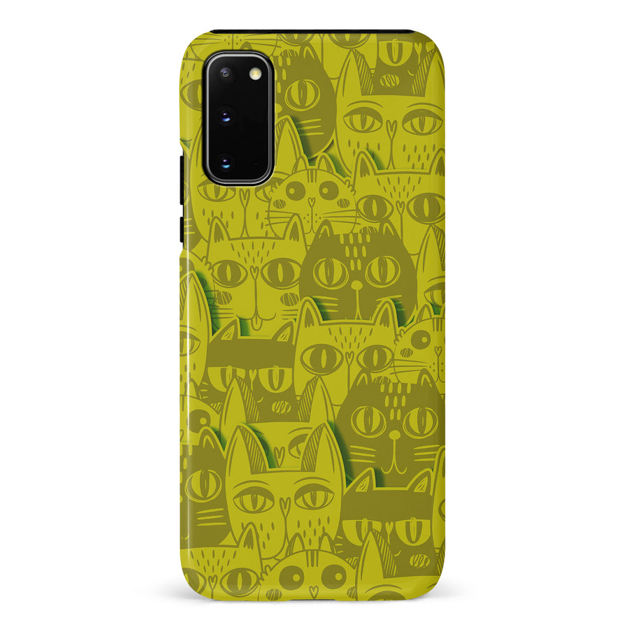 Samsung Galaxy S20 Abstract Cats Art Cat Phone Case - Yellow