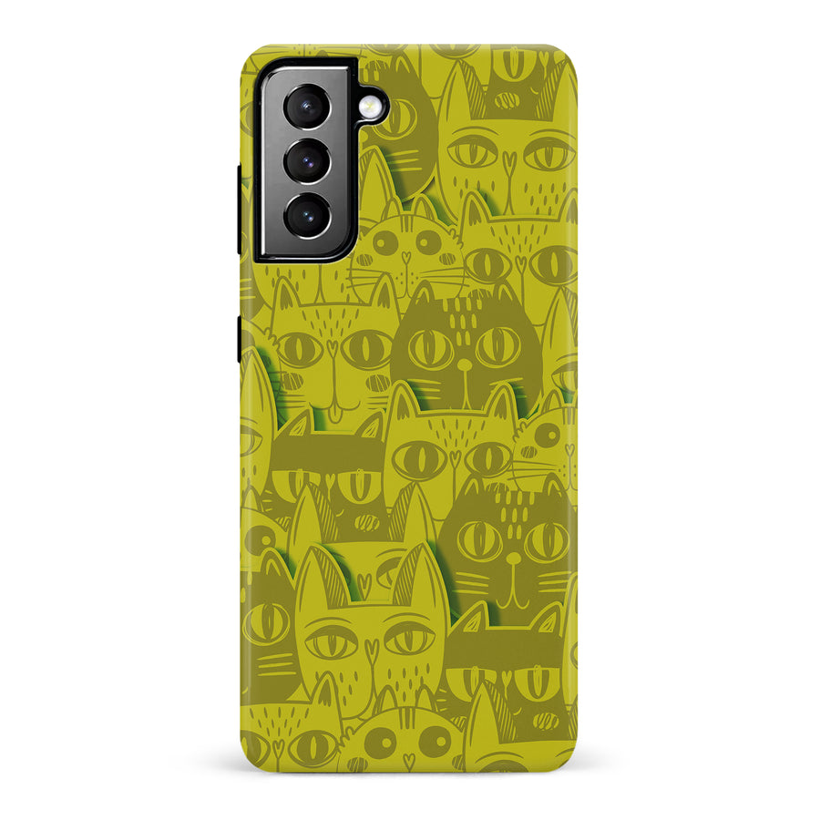 Abstract Cats Art Cat Phone Case - Yellow