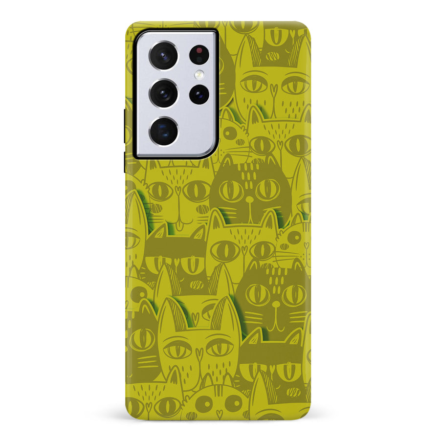 Abstract Cats Art Cat Phone Case - Yellow