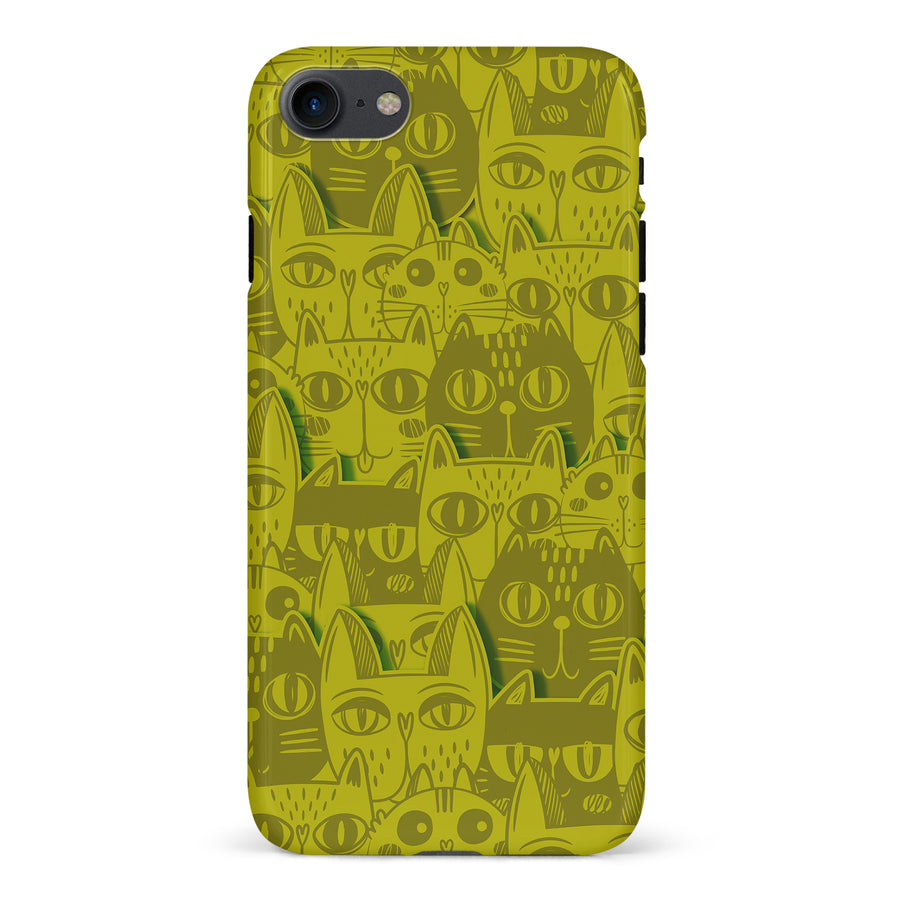 Abstract Cats Art Cat Phone Case - Yellow