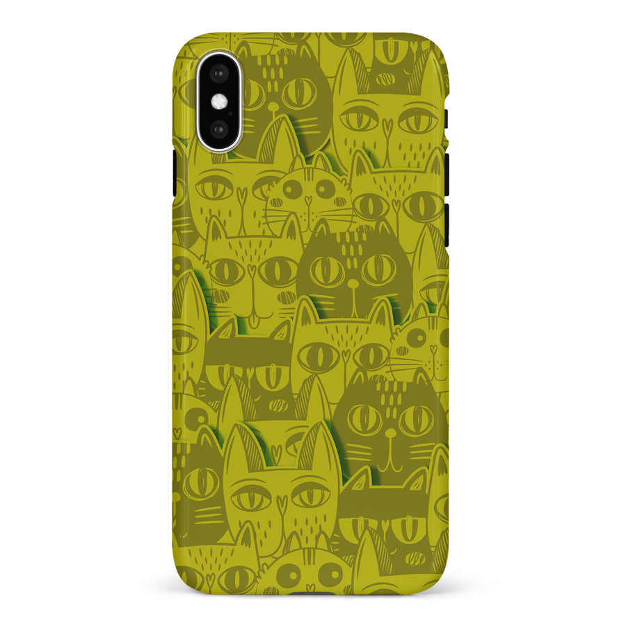 iPhone X/XS Abstract Cats Art Cat Phone Case - Yellow