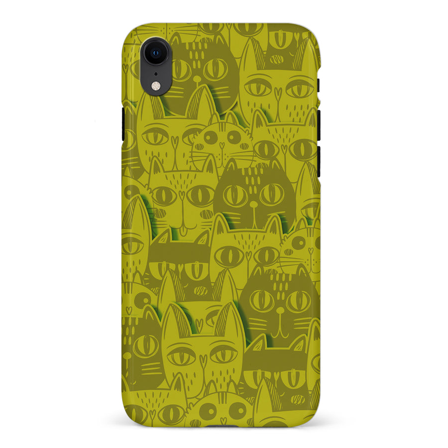 iPhone XR Abstract Cats Art Cat Phone Case - Yellow