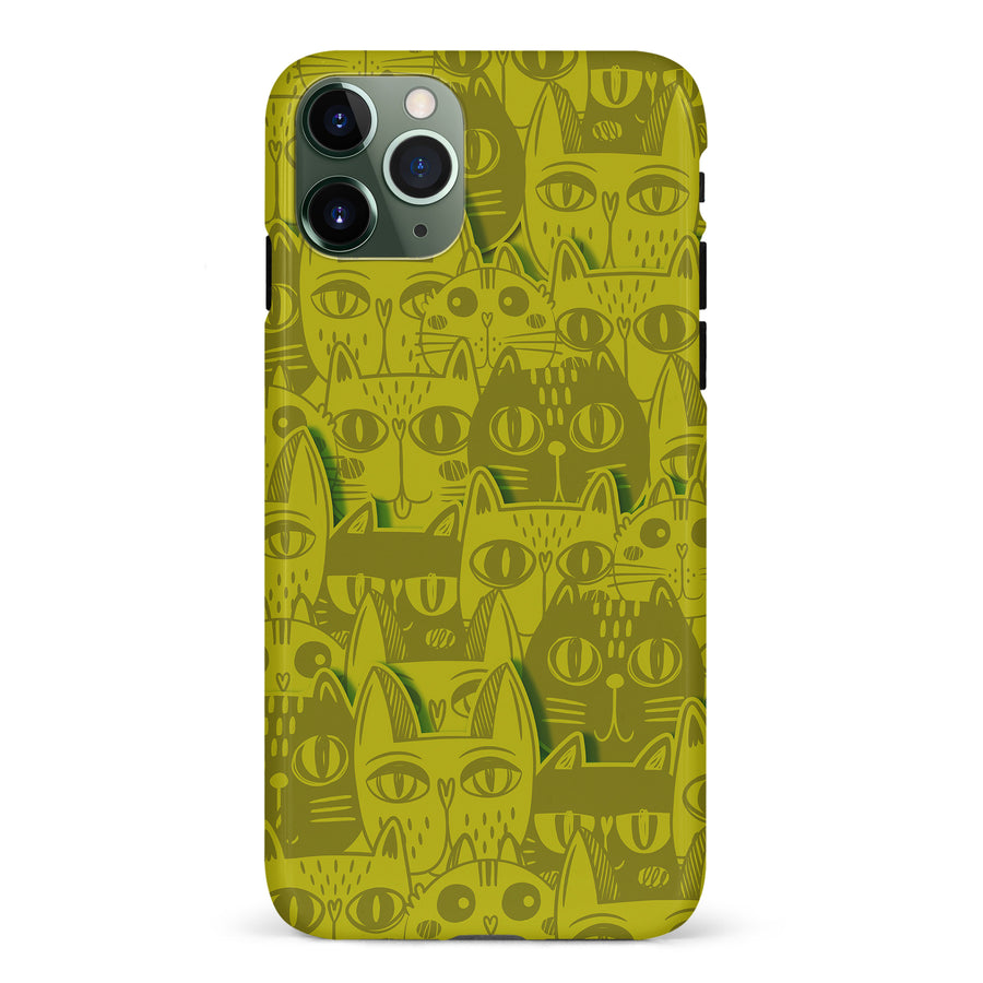 iPhone 11 Pro Abstract Cats Art Cat Phone Case - Yellow