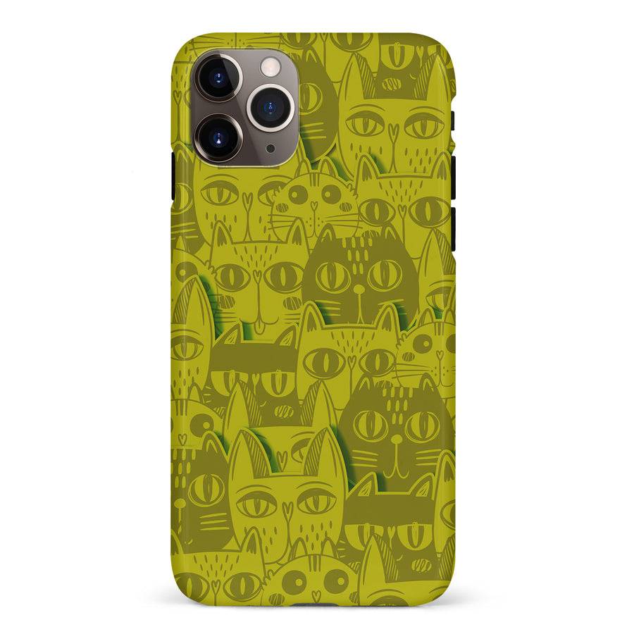 iPhone 11 Pro Max Abstract Cats Art Cat Phone Case - Yellow