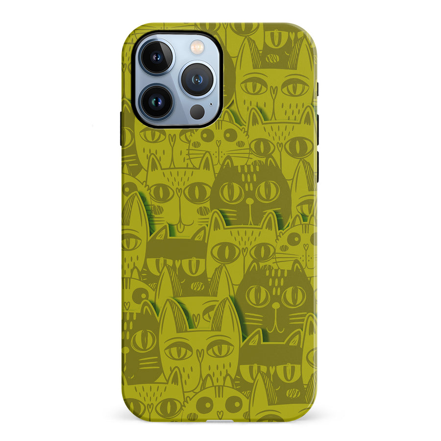 Abstract Cats Art Cat Phone Case - Yellow