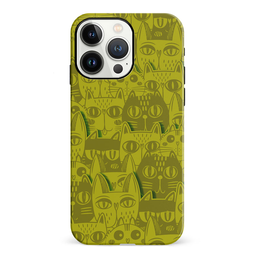 Abstract Cats Art Cat Phone Case - Yellow