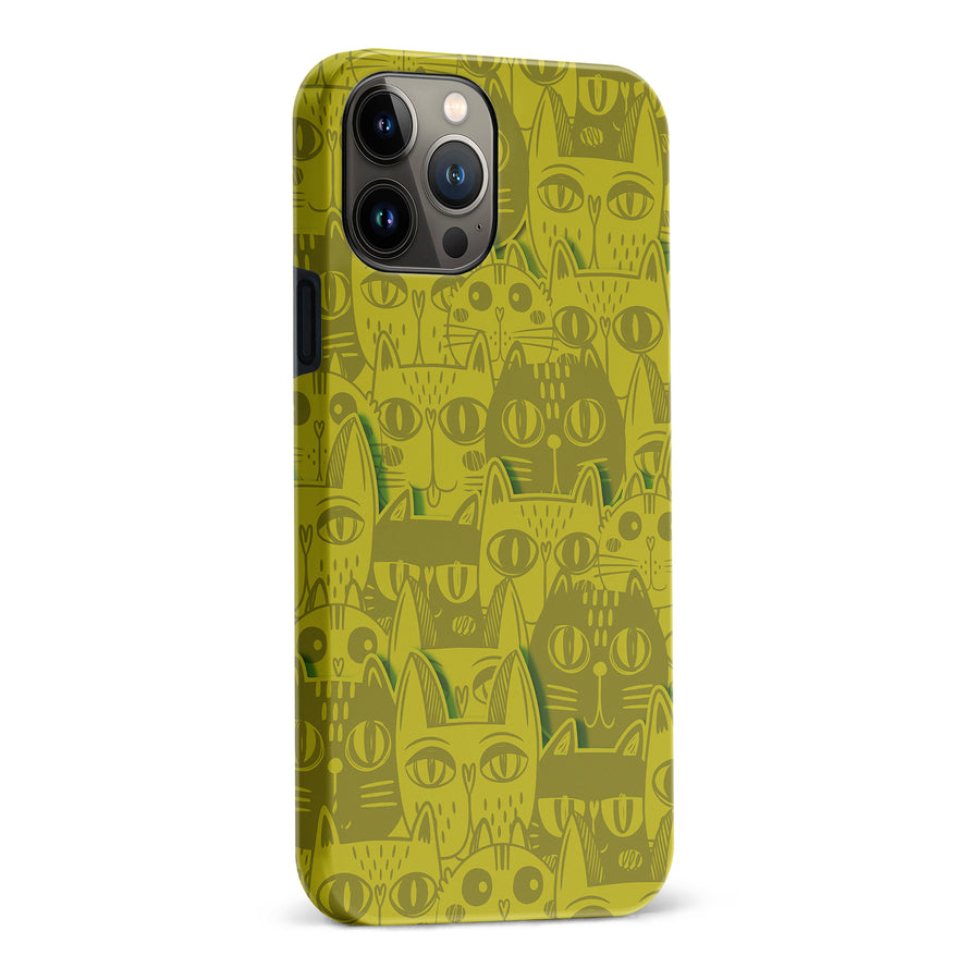 iPhone 13 Pro Max Abstract Cats Art Cat Phone Case - Yellow