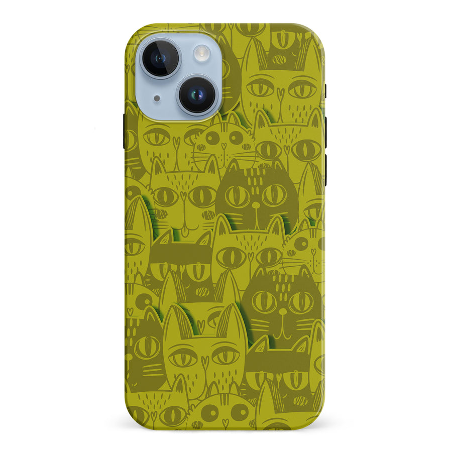 Abstract Cats Art Cat Phone Case - Yellow