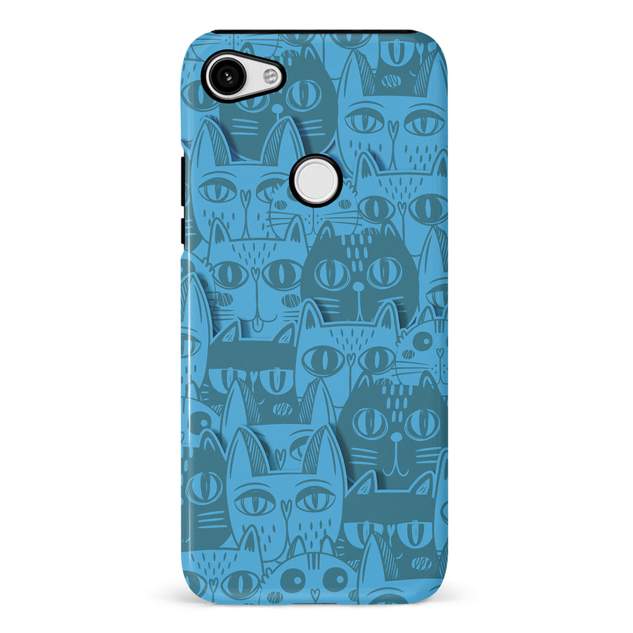 Abstract Cats Art Cat Phone Case - Blue