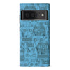 Google Pixel 6 Pro Abstract Cats Art Cat Phone Case - Blue