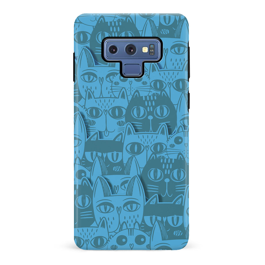 Samsung Galaxy Note 9 Abstract Cats Art Cat Phone Case - Blue