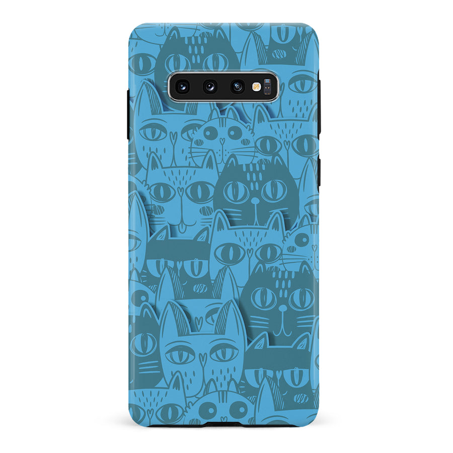 Samsung Galaxy S10 Abstract Cats Art Cat Phone Case - Blue