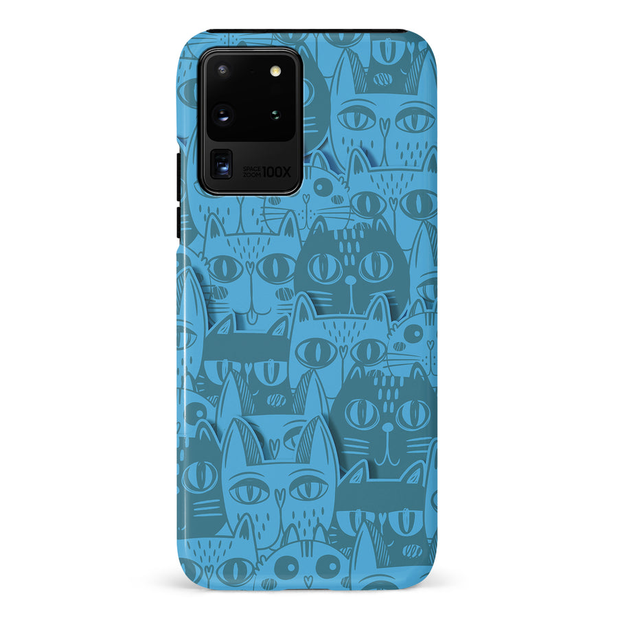 Samsung Galaxy S20 Ultra Abstract Cats Art Cat Phone Case - Blue