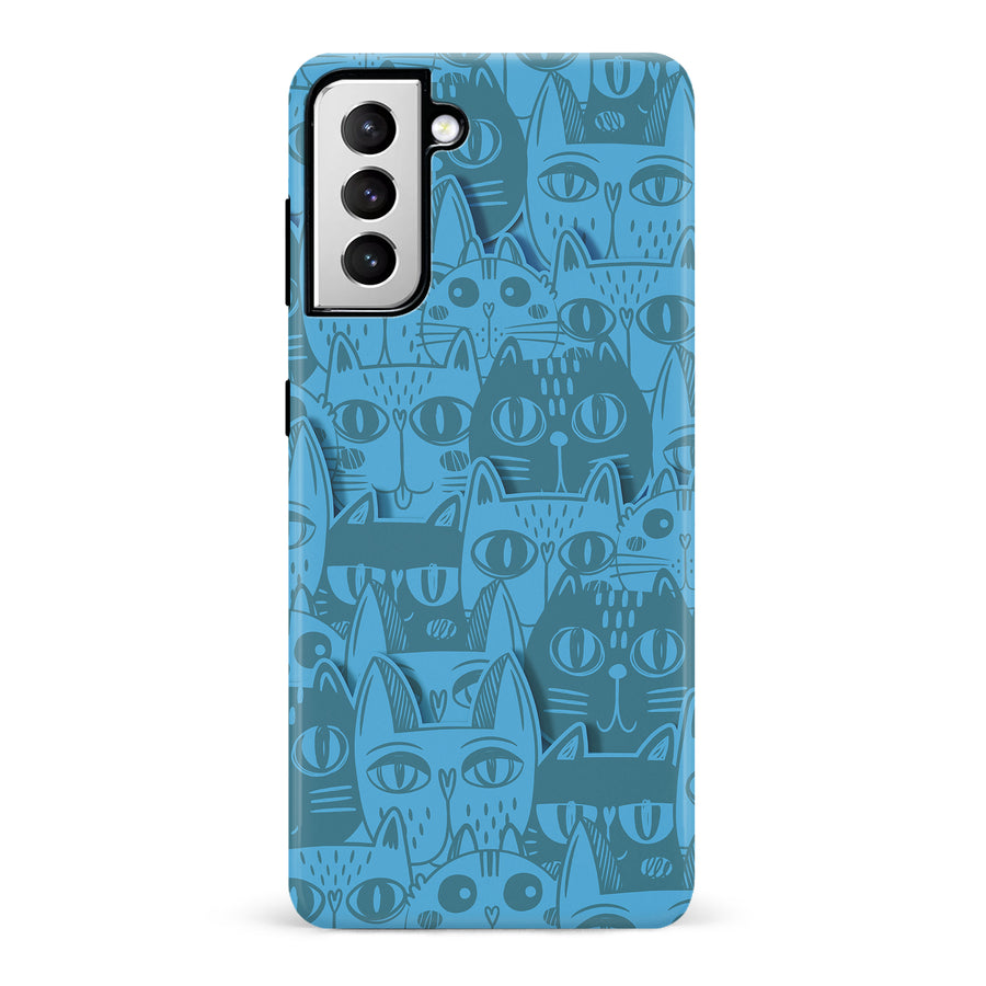 Abstract Cats Art Cat Phone Case - Blue