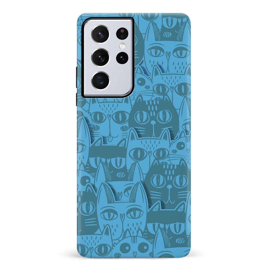 Abstract Cats Art Cat Phone Case - Blue