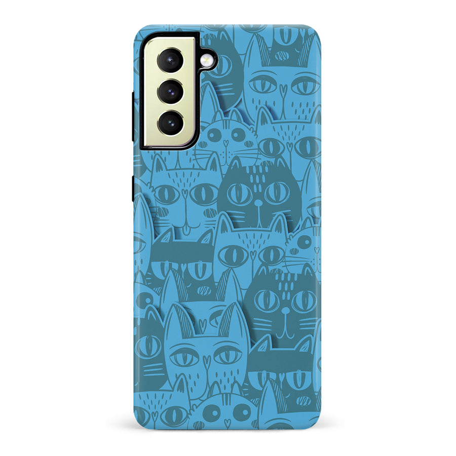 Samsung Galaxy S22 Plus Abstract Cats Art Cat Phone Case - Blue