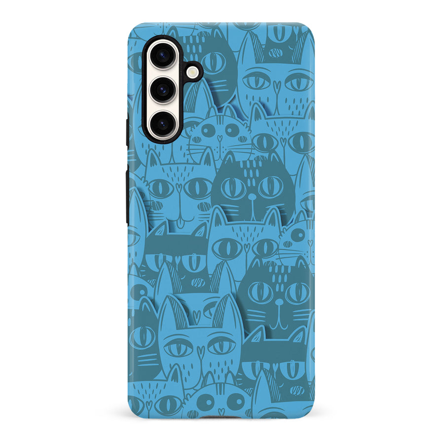 Samsung Galaxy S23 FE Abstract Cats Art Cat Phone Case - Blue