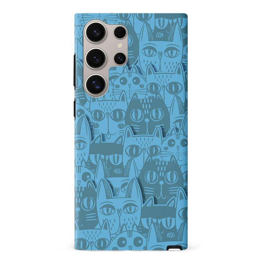 Samsung Galaxy S24 Ultra Abstract Cats Art Cat Phone Case - Blue