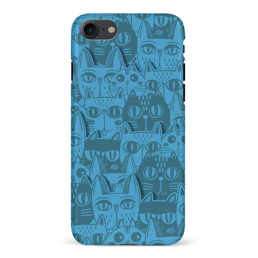 iPhone 7/8/SE Abstract Cats Art Cat Phone Case - Blue