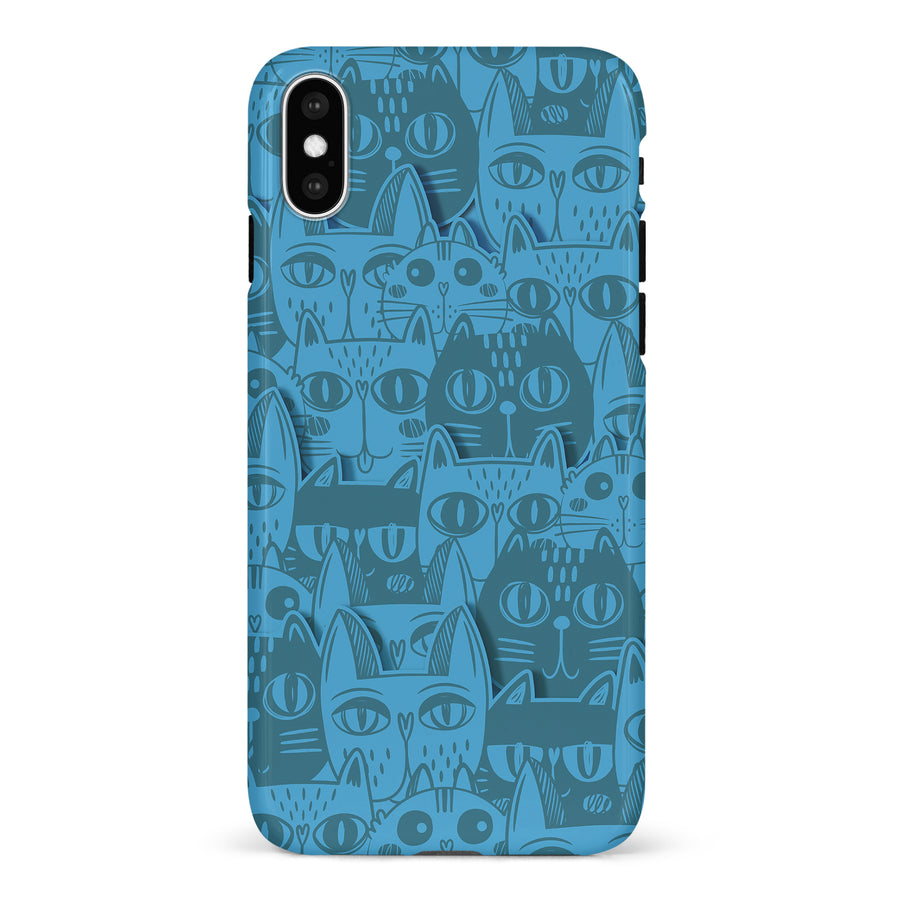 iPhone X/XS Abstract Cats Art Cat Phone Case - Blue