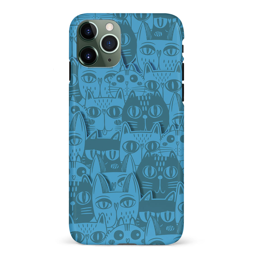 iPhone 11 Pro Abstract Cats Art Cat Phone Case - Blue