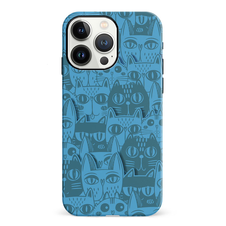 iPhone 13 Pro Abstract Cats Art Cat Phone Case - Blue