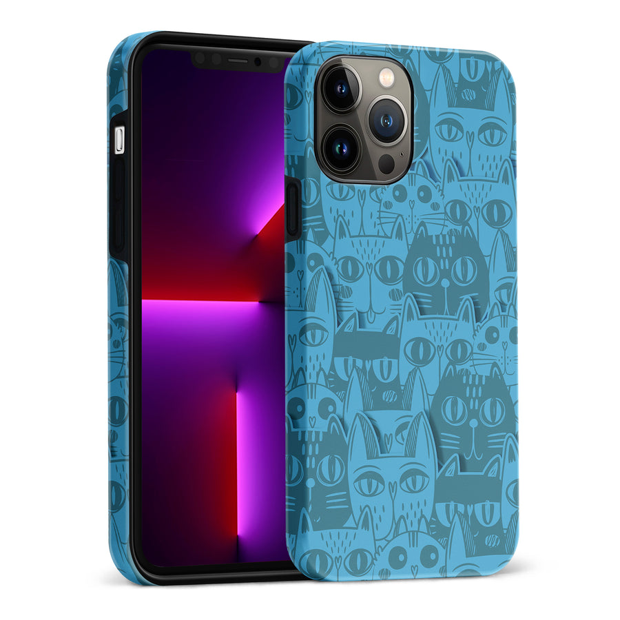 Abstract Cats Art Cat Phone Case - Blue