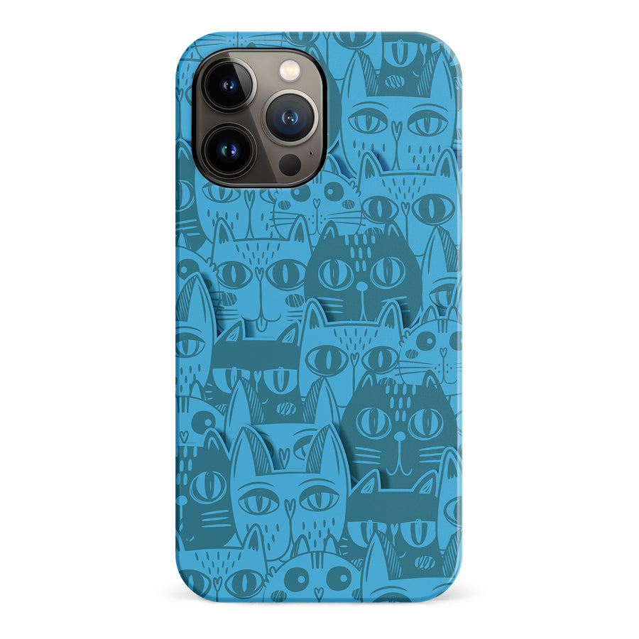 iPhone 13 Pro Max Abstract Cats Art Cat Phone Case - Blue