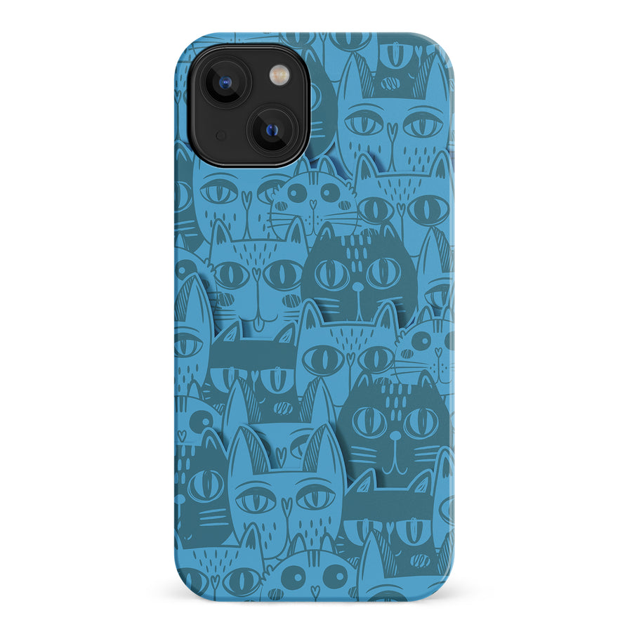 Abstract Cats Art Cat Phone Case - Blue