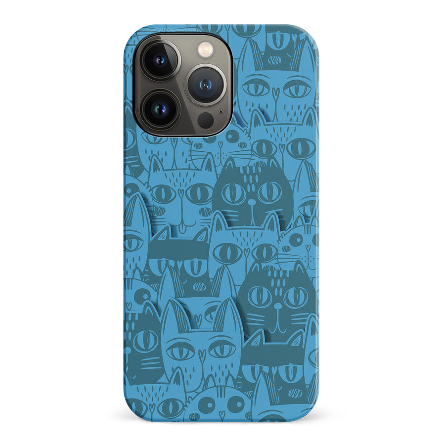 iPhone 14 Pro Abstract Cats Art Cat Phone Case - Blue