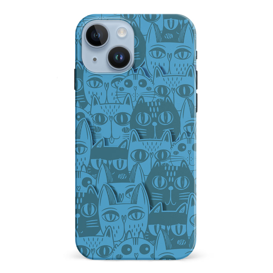 Abstract Cats Art Cat Phone Case - Blue