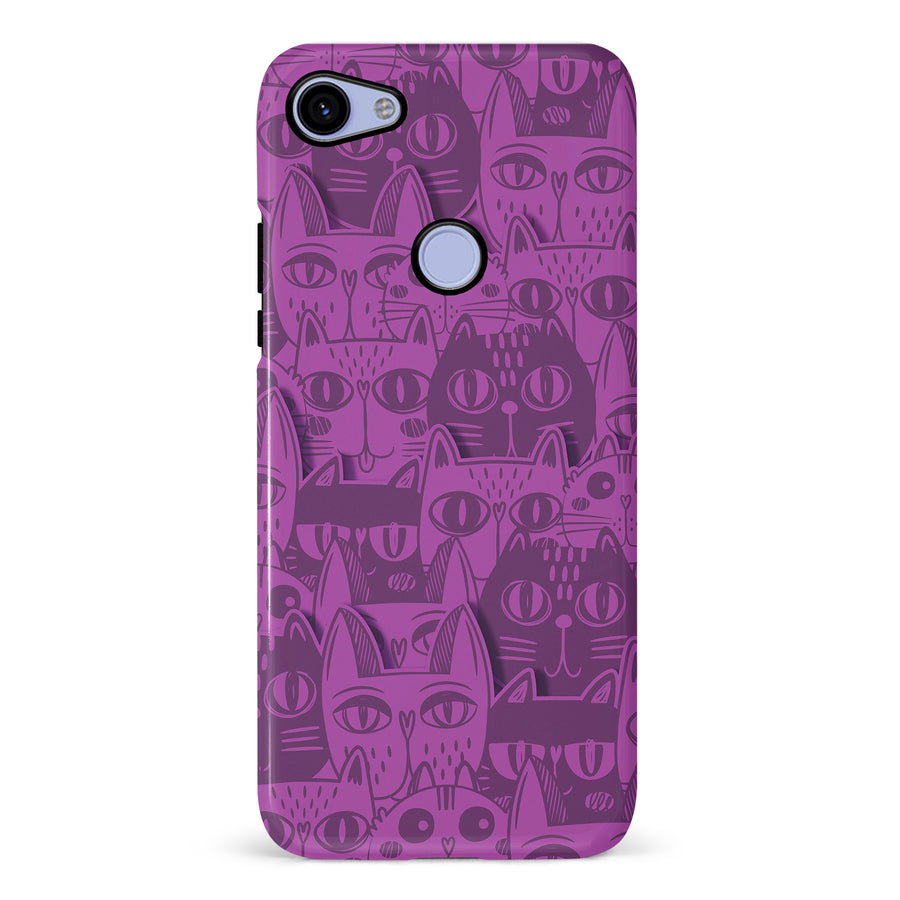 Google Pixel 3A XL Abstract Cats Art Cat Phone Case - Purple