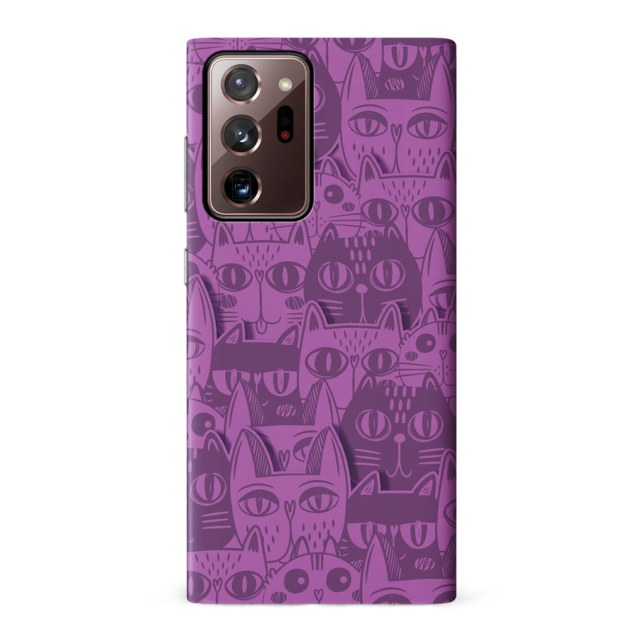 Samsung Galaxy Note 20 Ultra Abstract Cats Art Cat Phone Case - Purple