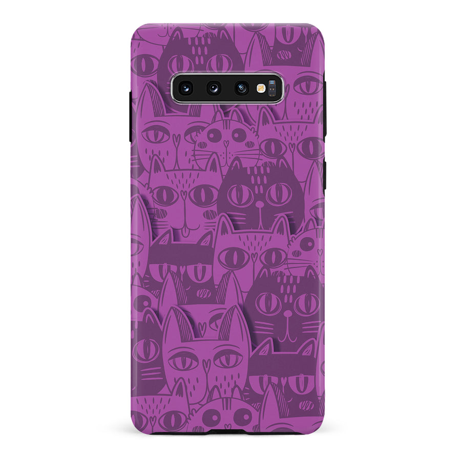 Samsung Galaxy S10 Abstract Cats Art Cat Phone Case - Purple