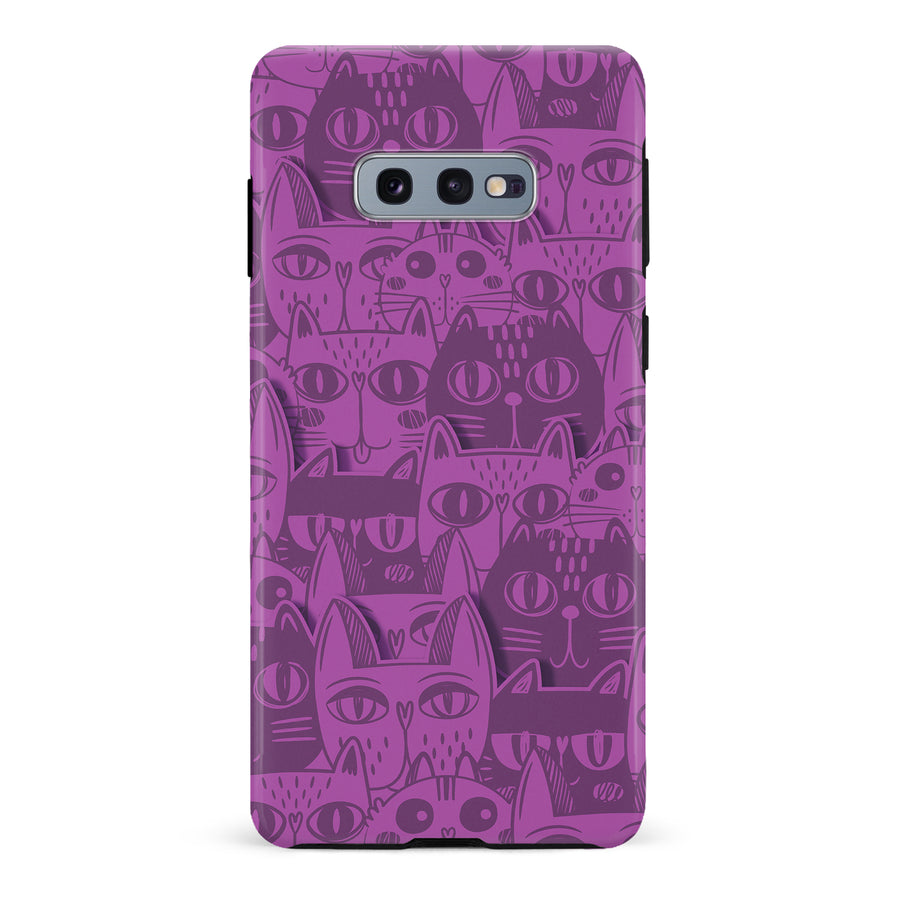 Samsung Galaxy S10e Abstract Cats Art Cat Phone Case - Purple