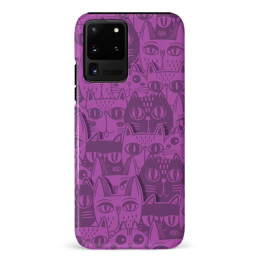 Samsung Galaxy S20 Ultra Abstract Cats Art Cat Phone Case - Purple