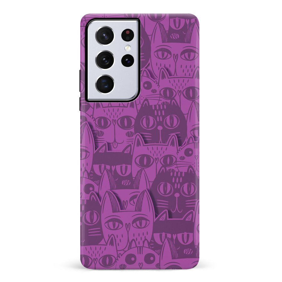 Abstract Cats Art Cat Phone Case - Purple